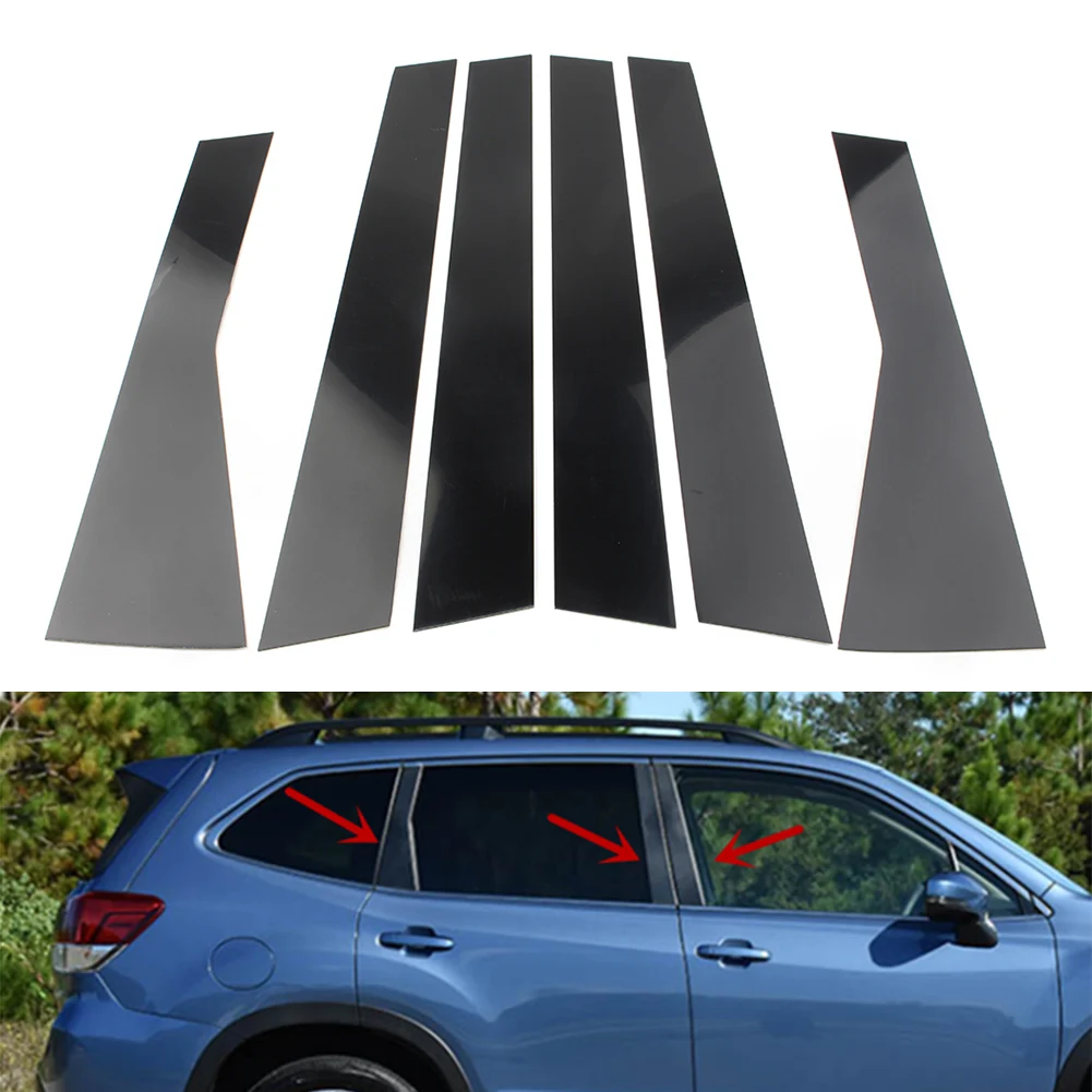 

Gloss Black Car Sticker Door Trim Black Piano Cover Pillar Post Decorative Panel For Subaru Forester 2019 2020 2021 6Pcs/Set