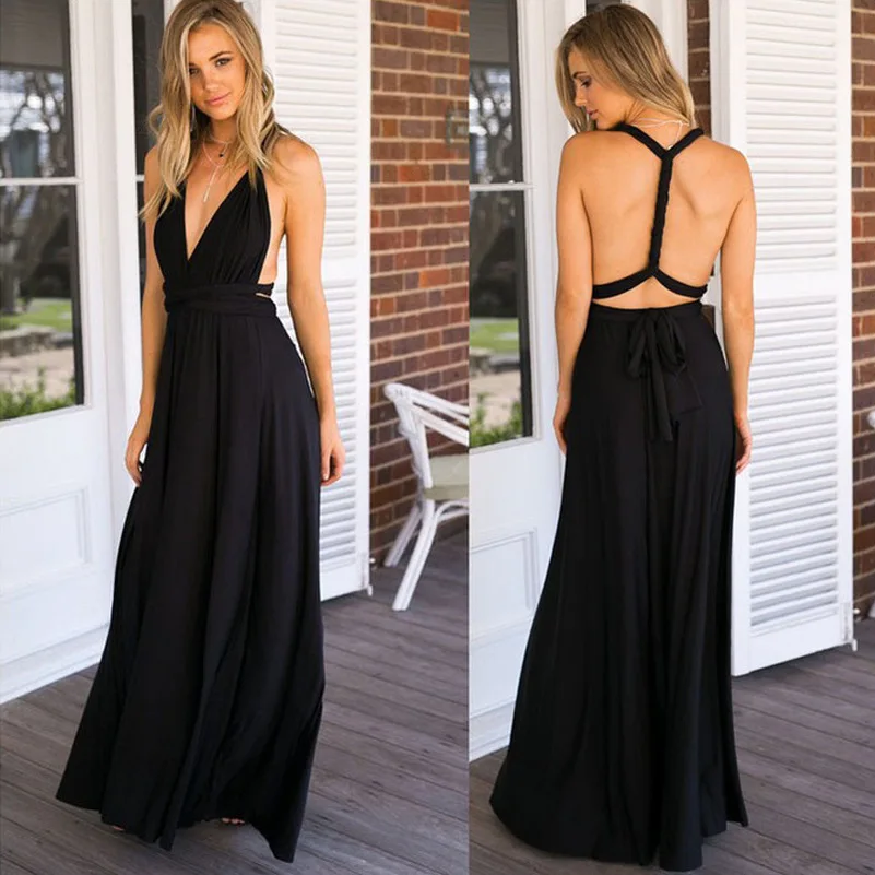 Sexy Long Dress Bridesmaid Formal Multi Way Wrap Convertible Infinity Maxi Navy Blue Hollow Out Party Bandage Vestidos | Женская одежда
