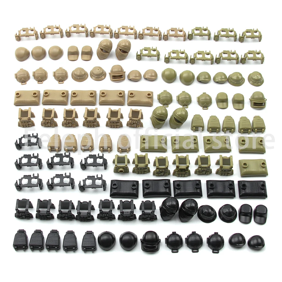Sandbags Masks Belts Armor Figures Wearing Equipment Accessories Weapon Bags Building Blocks Diy Toys Kids