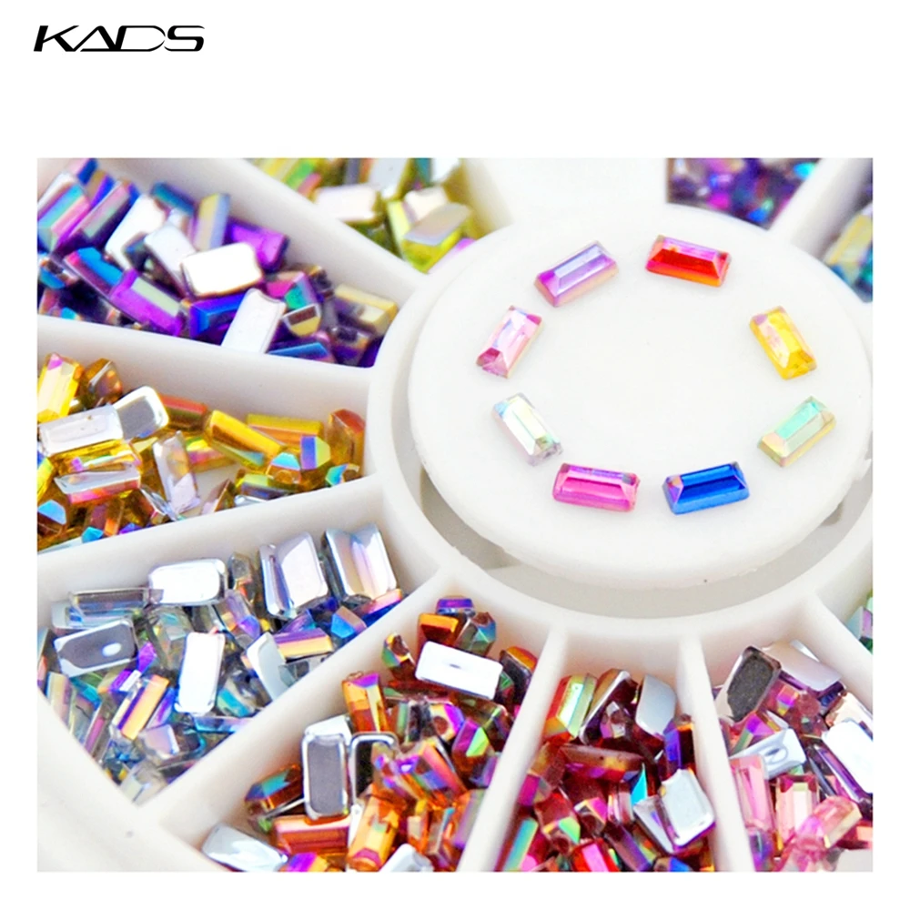 KADS AB 2X4mm Прямоугольник Искусство Ногтей Декорация Горный Хрусталь 600 ШТ. в 12 Цвет для Искусство Ногтей инструмент для ногтей аксессуары