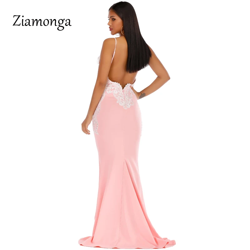 Ziamonga Vestidos вечерние нее кружевное платье для женщин Макси сексуальное с открытой