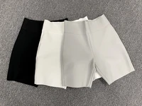 top quality celebrity grey black white elastic rayon bandage pants fashion bodycon shorts sports pant