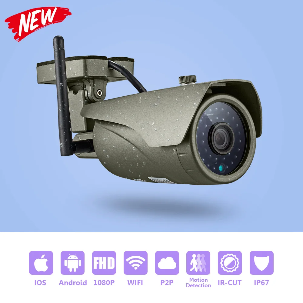 KERUI Full HD 1080P wifi Водонепроницаемая цилиндрическая ip-камера P2P в режиме реального времени, беспроводная наружная камера наблюдения для домашней безопасности