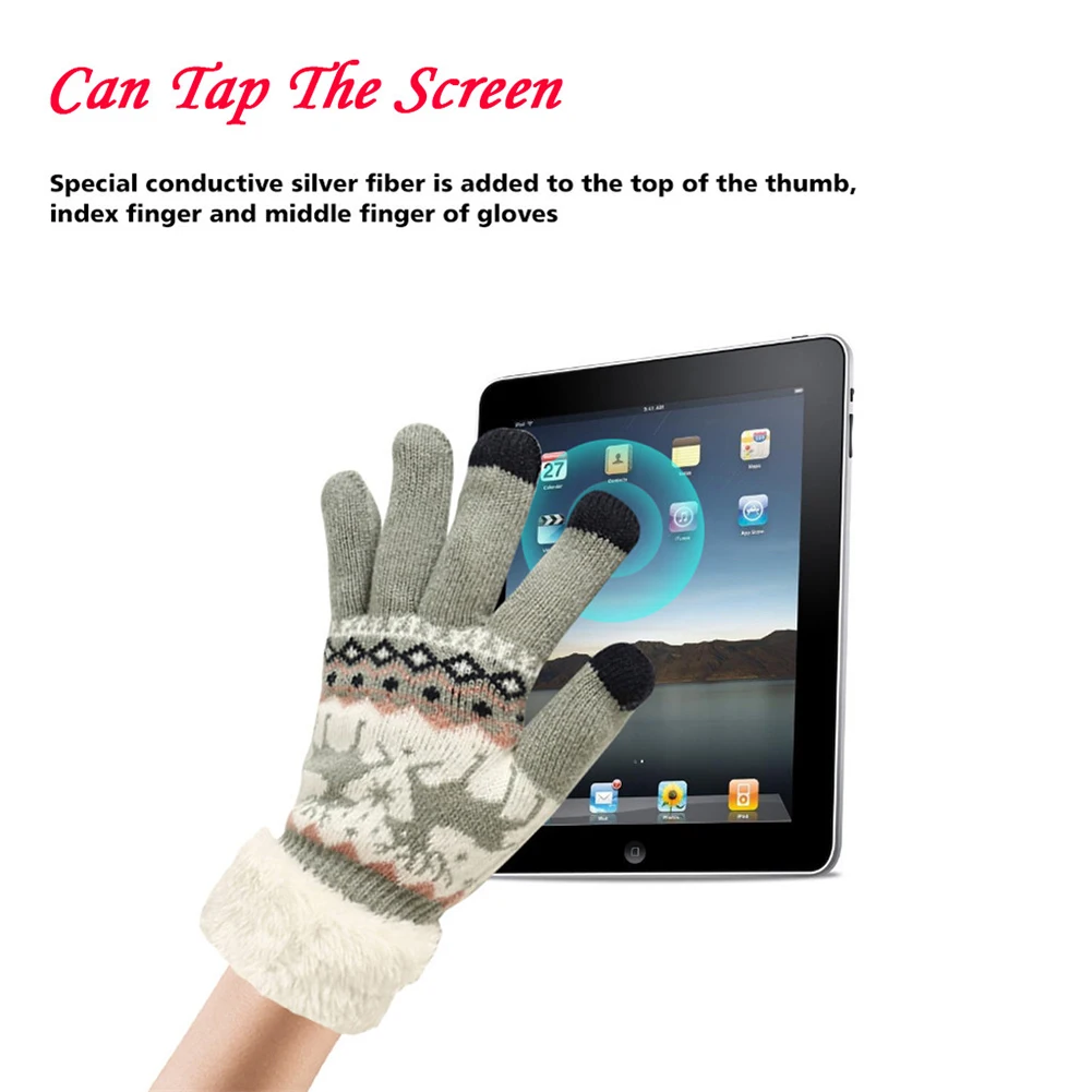 

Women's Touch Screen Fleece Gloves Winter Cashmere Wrist Mouth Gloves Lengthened Thickening Warm Wool Fleece Mittens