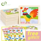 Деревянные 3D Пазлы для детей, 3 шт., Детские Ранние игрушки, цветные Мультяшные пазлы-животныедорожные пазлы, детские развивающие пузлы WXK