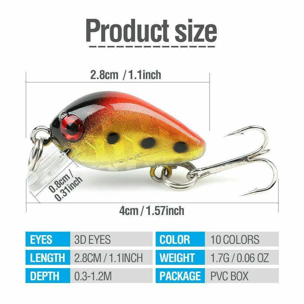 

10pcs Fishing Lures Hooks 2.8cm 1.7g 3d Simulation Hard Wobbler Minnow Bait Swimbait Fishing Lures With Box Fishing Accessories