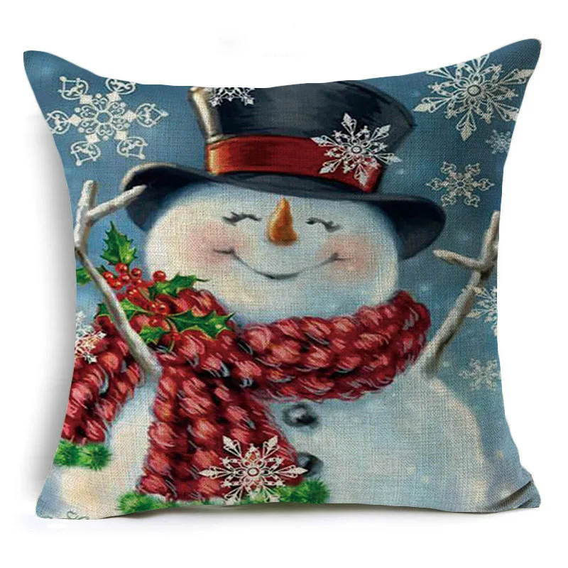 45x45cm Pillow Covers Santa Snowman Rustic Case Cover Christmas Decoration for Home Square Linen Decorative Pillowcase | Дом и сад