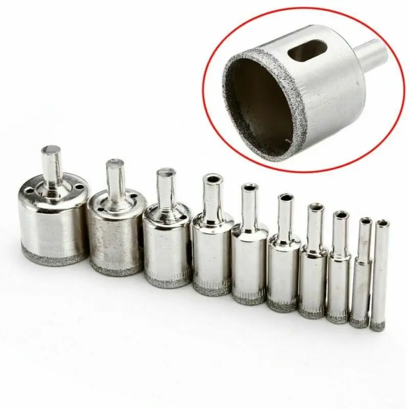 

10pcs 6mm-32mm Diamond Coated Hss Drill Bit Set Tile Marble Glass Ceramic Hole Saw Drilling Bits For Power Tools 6mm-32mm