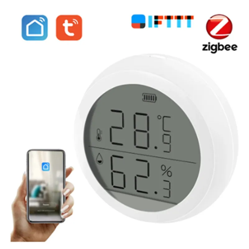 

Tuya ZigBee Smart Home Temperature And Humidity Sensor With LED Screen Works With Google Assistant And Tuya Zigbee Hub