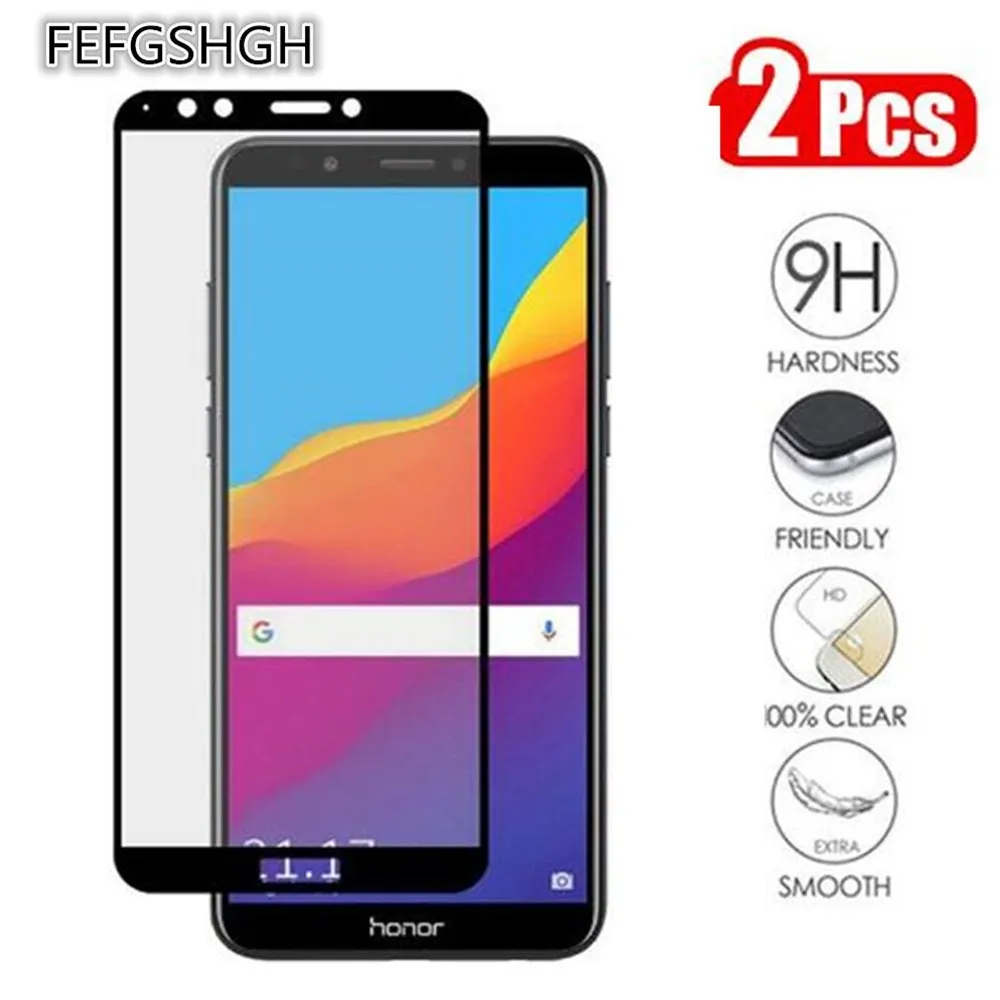 Закаленное стекло с полным покрытием для Huawei Honor 7C 2 упаковки защита экрана 5 7