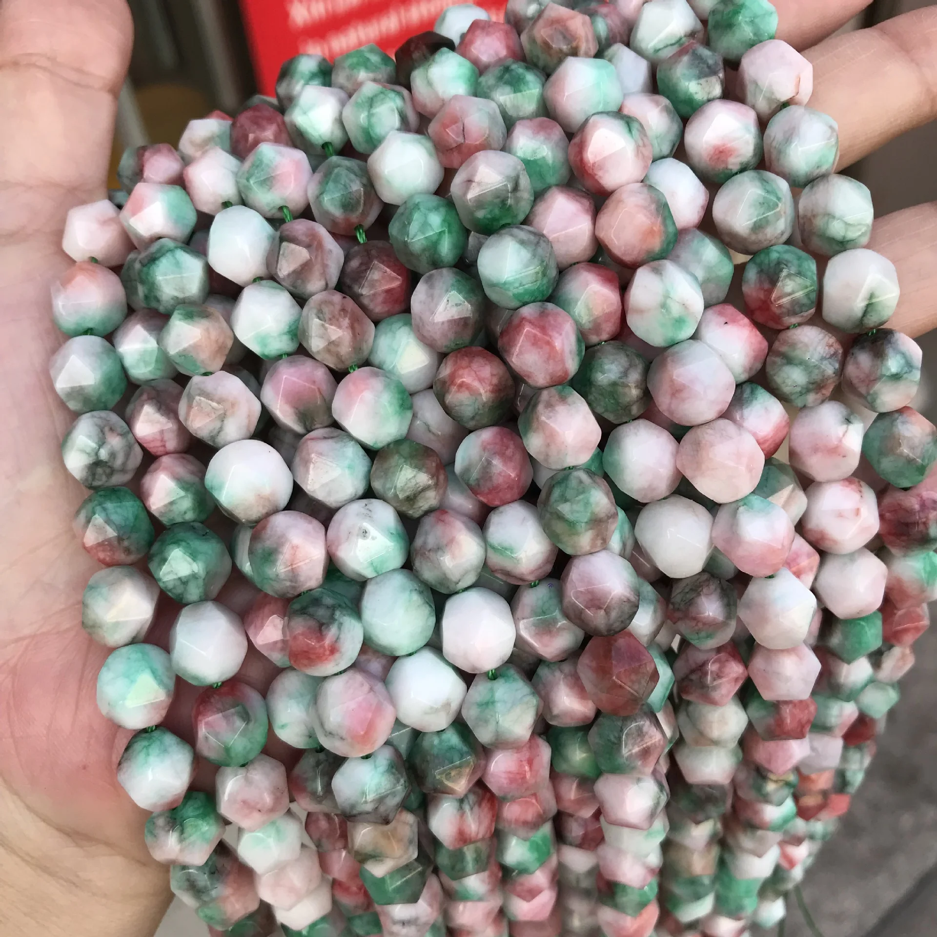 6/8/10mm Cut Angle Natural Korea Jades Stone Beads For Jewelry Making DIY Round Loose Big Faceted Fit Bracelet 15'' | Украшения и