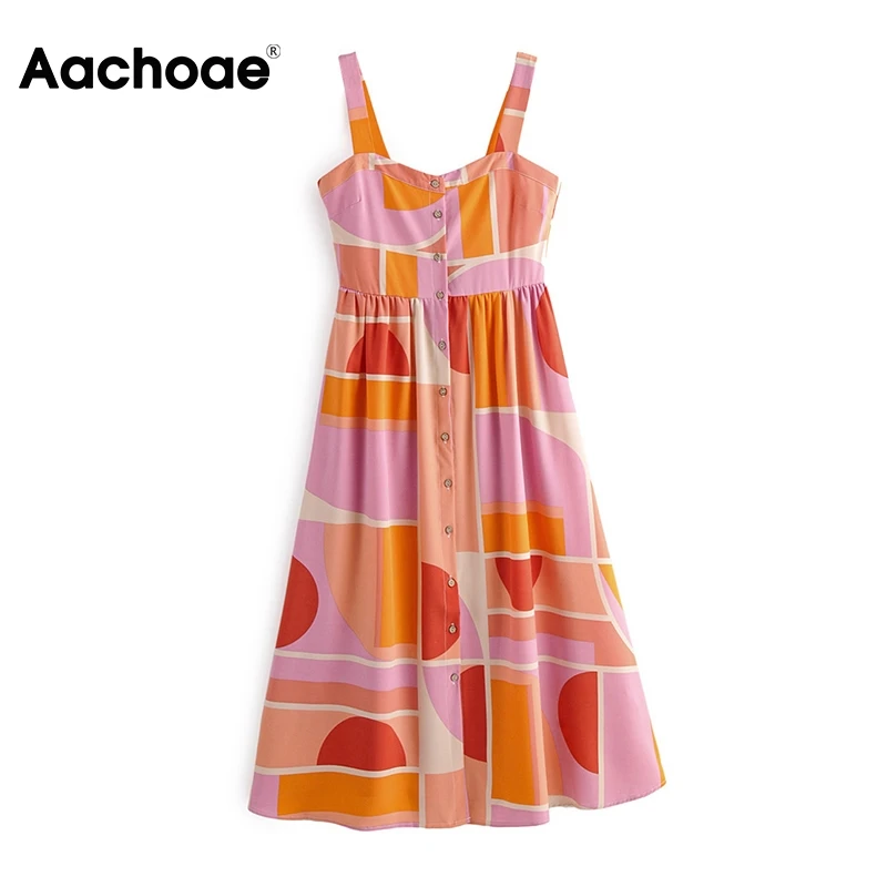 Платье Aachoae женское Плиссированное на бретелях спагетти пикантное пляжное