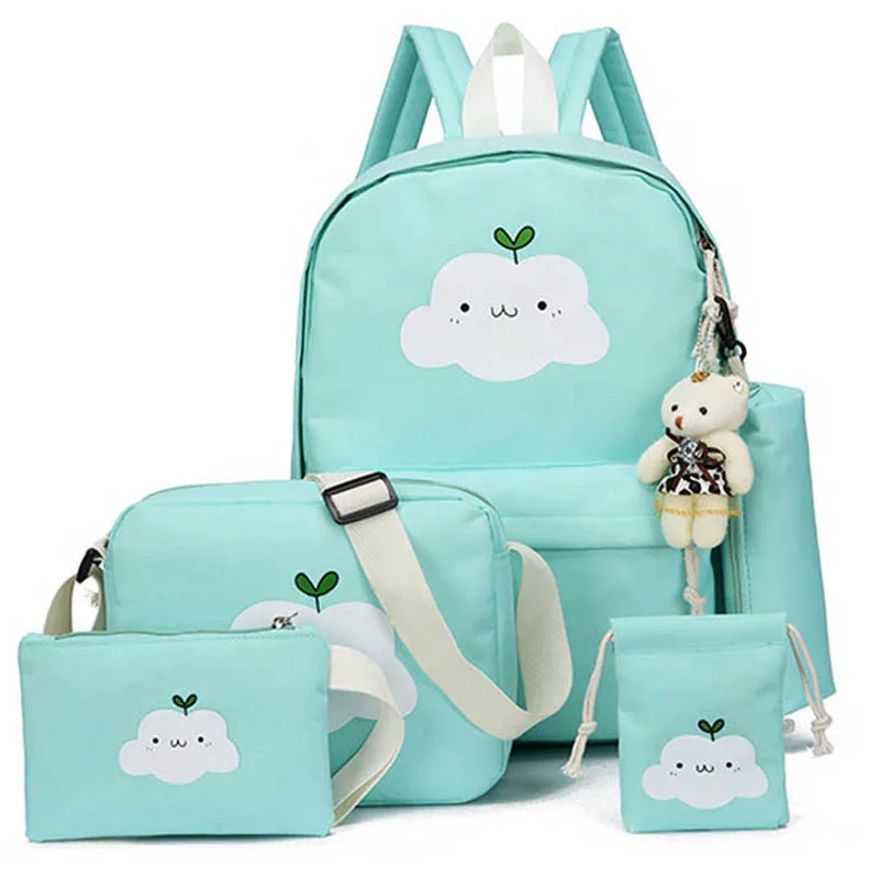 

Girls Cute Canvas School Book Backpack Sets Children Casual Cartoon Teenages Travel Students Bookbag New Fashion Backpack Bag