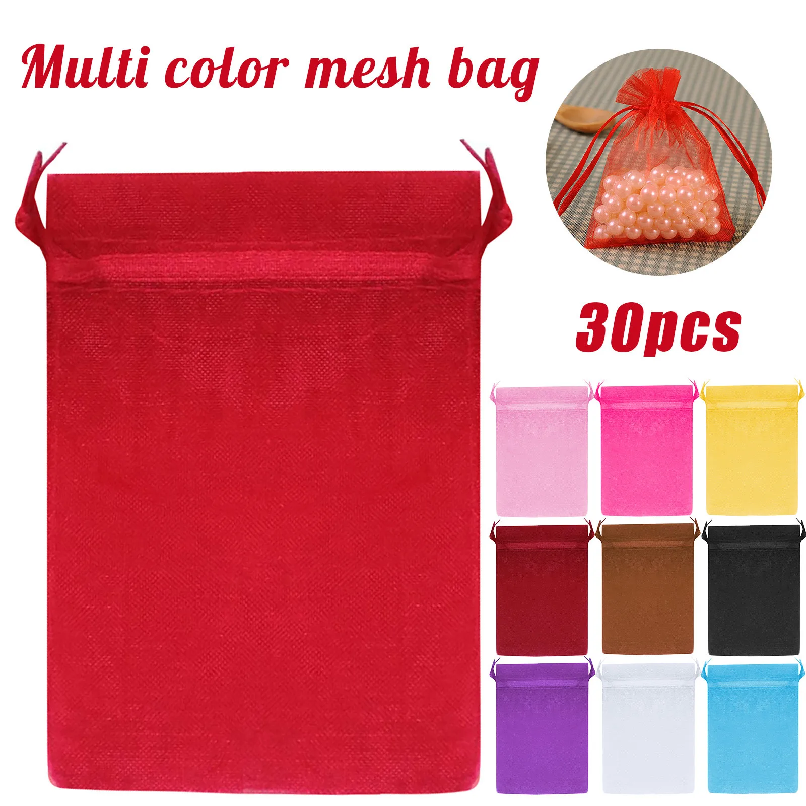 

30Pcs Organza Bag Jewelry Packaging Gift Candy Wedding Party Goodie Packing Favors Pouches Drawable Bags Present Sweets Pouches