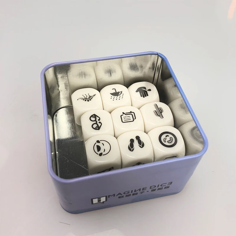 Story dice spot symbol карты игра английская версия Обучающие игрушки с металлической коробкой для семейного отдыха доска игра - Цвет: Story dice