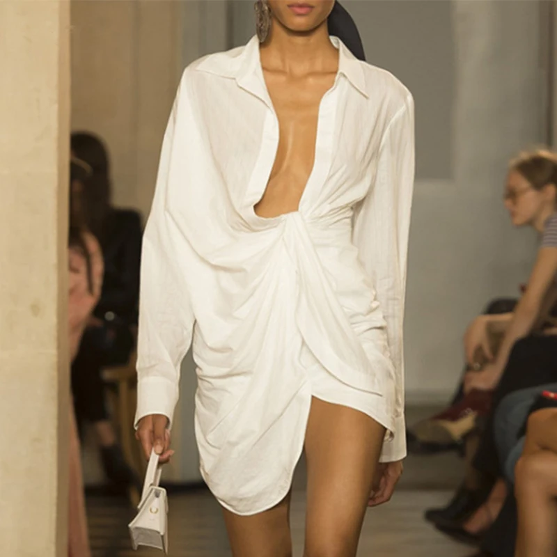 

Женское Хлопковое платье-рубашка с длинным рукавом