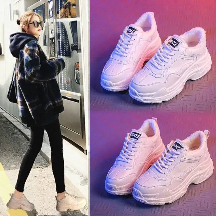

2021 New Casual Women Sneakers Cotton warm Lace Up Platform Shoes Woman Thick Soled Vulcanize Shoes Comfortable Footwear A1-239