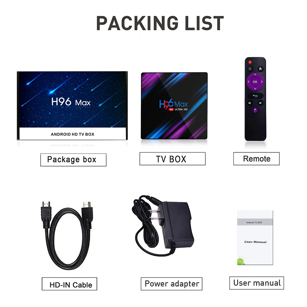 Android TV Box H96 Max 3318 четырехъядерный 64 бит Cortex A53 4K 10 0 Встроенный 2 4G/5G WiFi Поддержка H.265