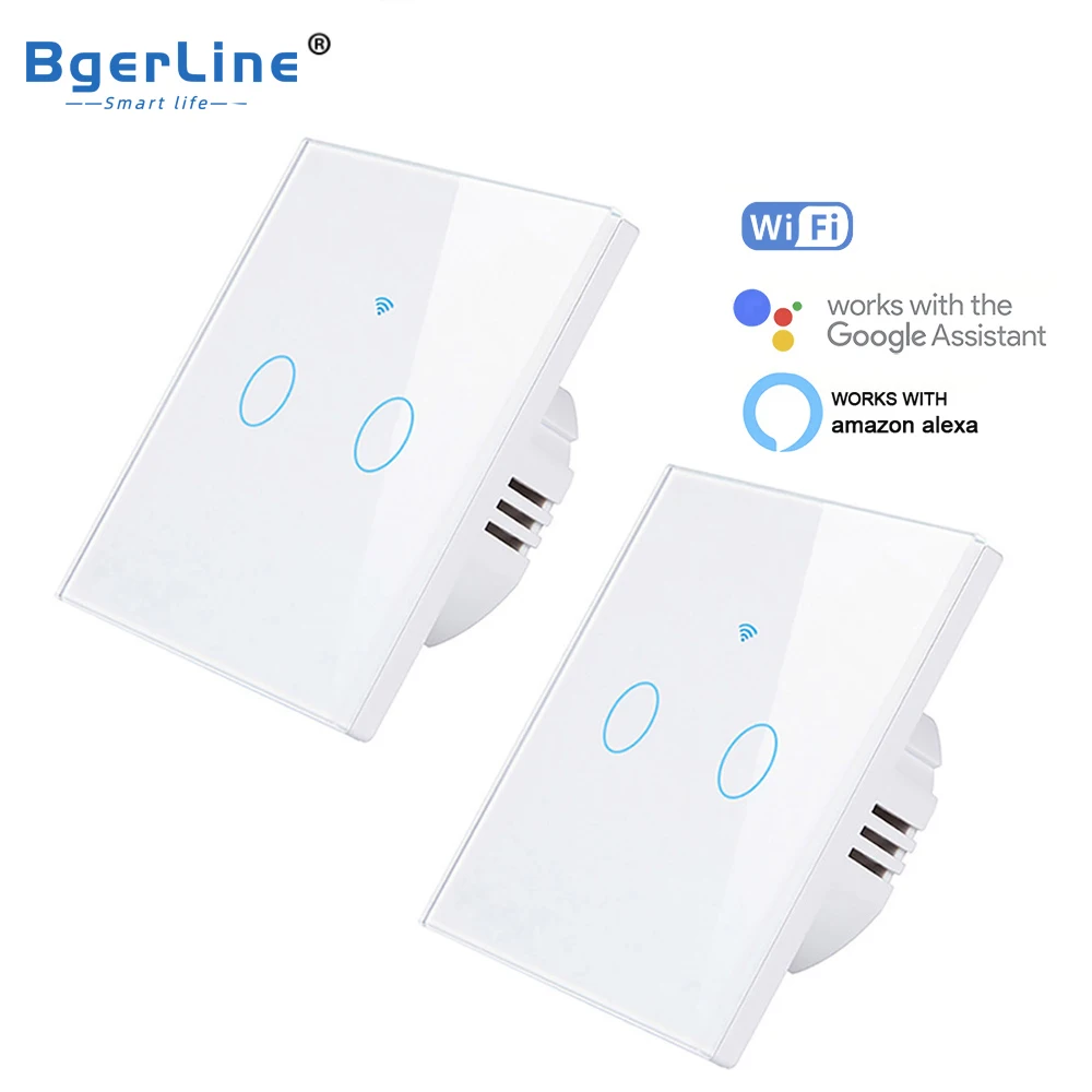 Wi Fi Smart Touch переключатель дистанционного Управление 2Gang 1 позиционный AC 100V/220V