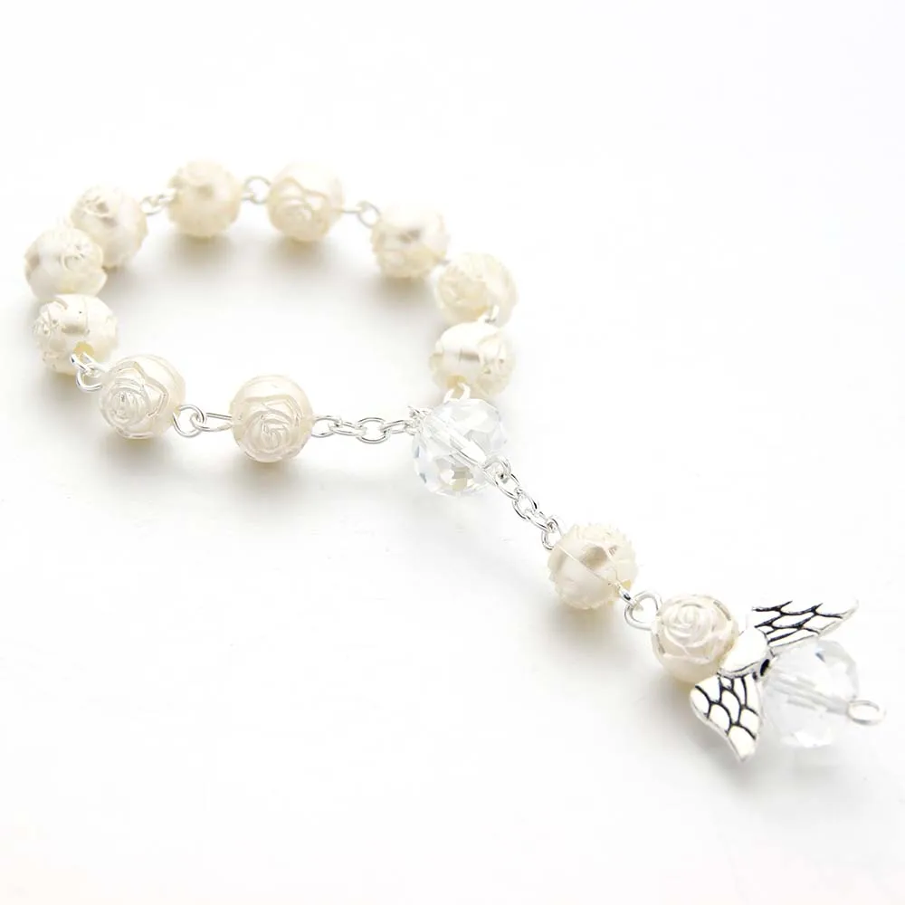 Ангел подарки на крещение единый цвета слоновой кости сувениры recuerditos para bautizo finger rosaries крестины сувениры Причастие