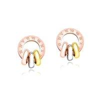 three color temperament fashion earrings ear rings titanium plated steel rose gold sweet earrings ms