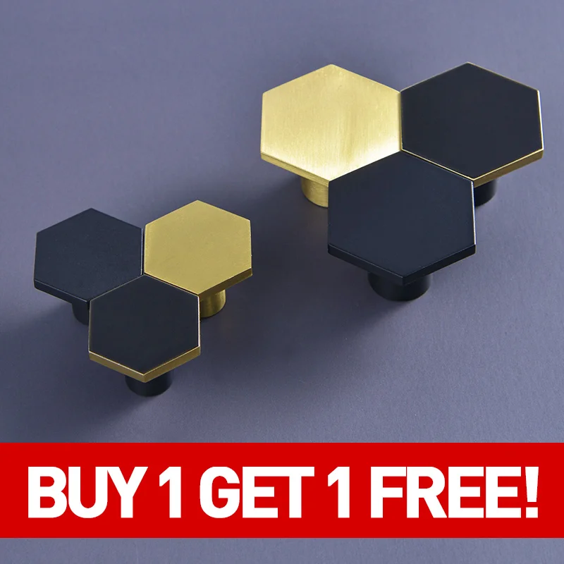 

Modern Brass Furniture Handles Cabinet Door Knobs and Handles for Kitchen Cupboard Closet Drawer Home Decor Hexagon Black Gold