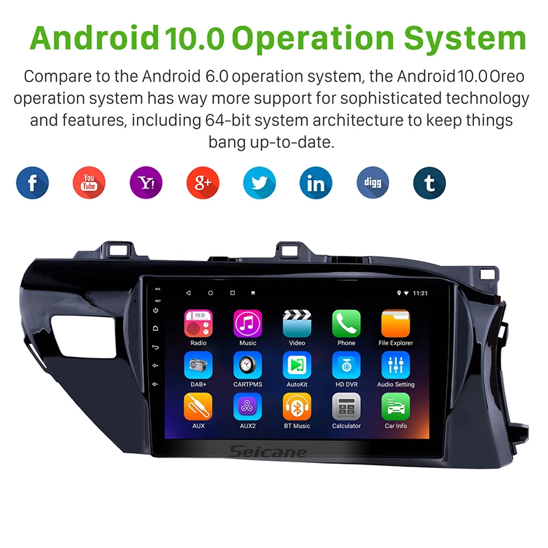 Seicane Android 10 0 2 Гб ОЗУ 32 ПЗУ для Toyota Hilux Right Hand Drive 2016-2018 автомобильный Радио GPS Navi