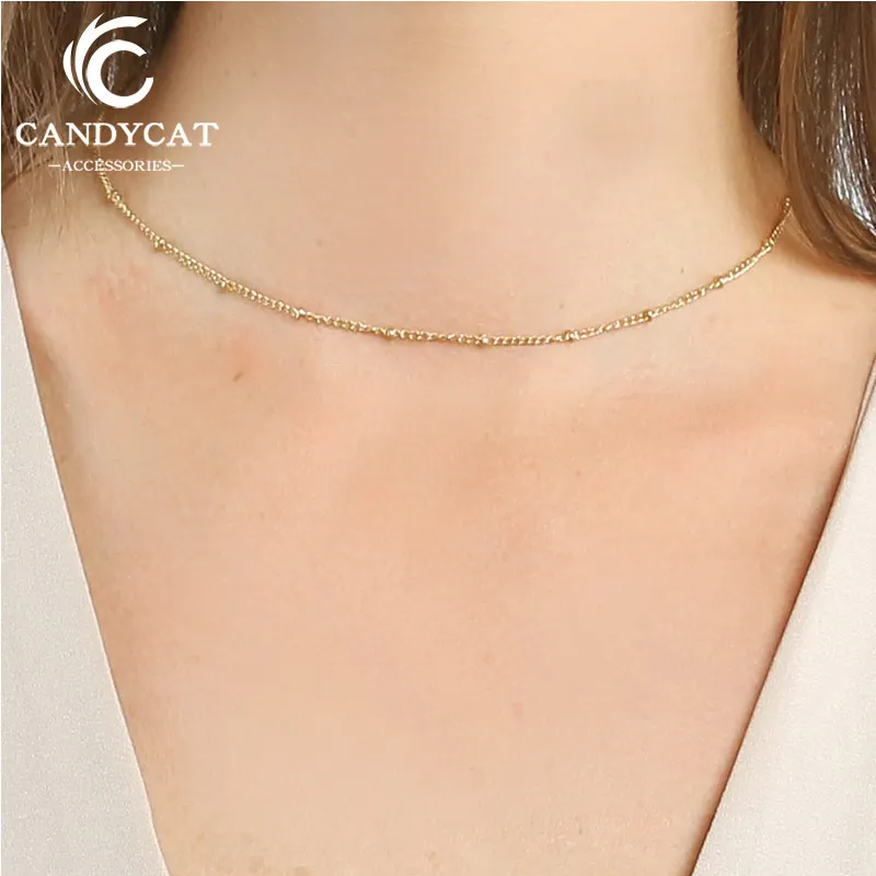 

Minimalist Round Beads Charm Necklace For Women Trendy Simple Gold Silver Color Chain Choker Fashion Jewelry Couple Necklace