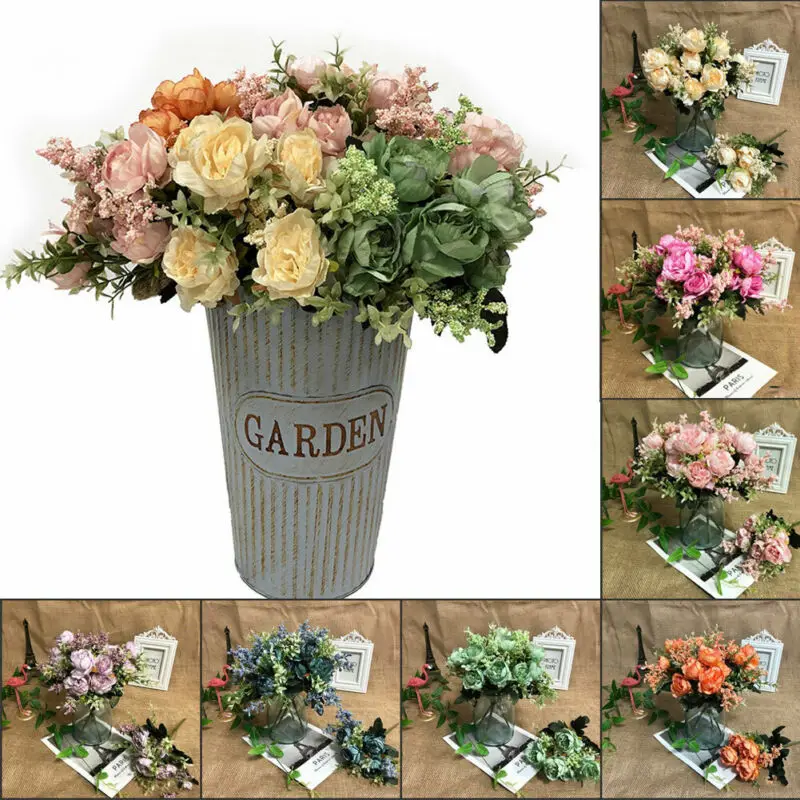 Искусственные цветы для украшения роза пион Шелковый маленький букет вечерние