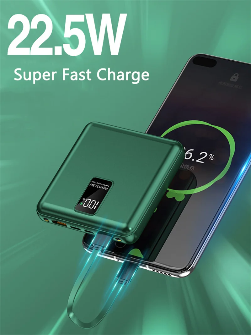 

Внешний мини-аккумулятор, 30000 мАч, 22,5 Вт, для Xiaomi, Huawei, iPhone, Samsung