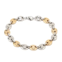 stainless steel coffee beans link chain bracelet curb cuban chain gold color bracelets for menwomen