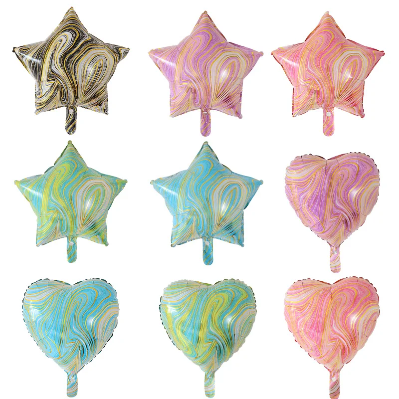 

50pcs 18inch Agate Star Heart Foil Helium Balloons Birthday Party Wedding Decoration Aluminum Balloons Kids Toys Air Globos