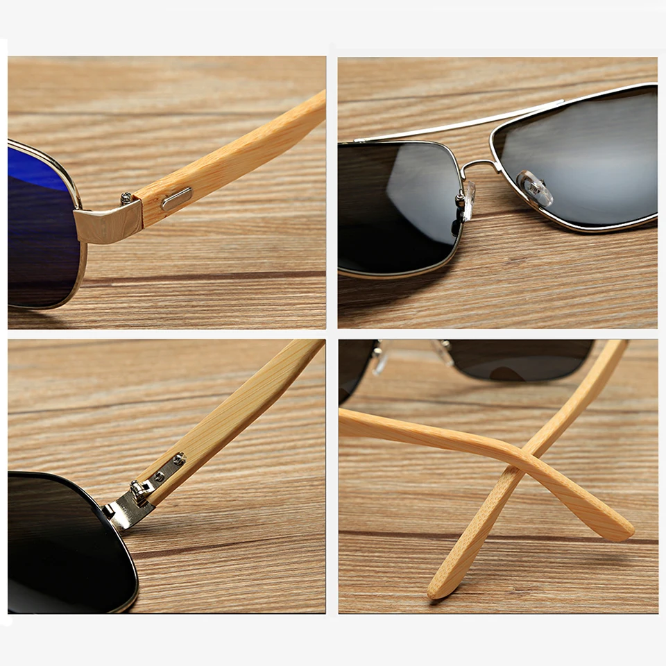 

Unisex Square Bamboo Wood Sunglasses Men Women Blue Lens Oversized Mirror Coating Sun Glasses UV400 Sport Driving Goggles