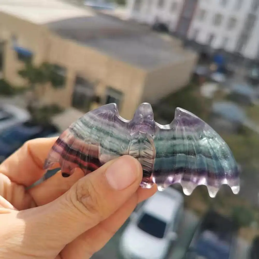 Натуральный камень резной флюорит летучая мышь минерал кристалл статуя | Дом и