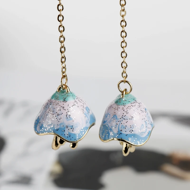 Модные женские серьги морские животные голубые медузы серьги-подвески ювелирные