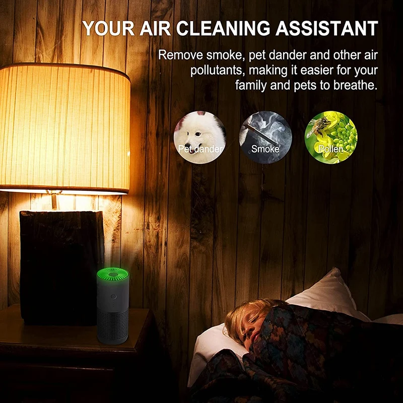 

Portable Mini Air Purifier for Home Work for Small Bedroom Car Office Desktop Pet Room Air Cleaner for Car, AP02