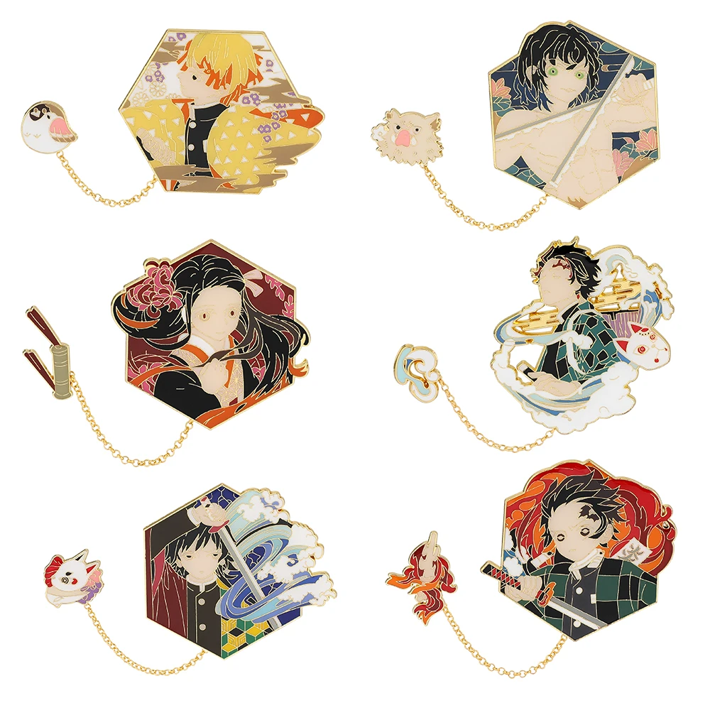 Kimetsu no Yaiba коллекция комиксов рассекающие демонов эмалированная заколка для