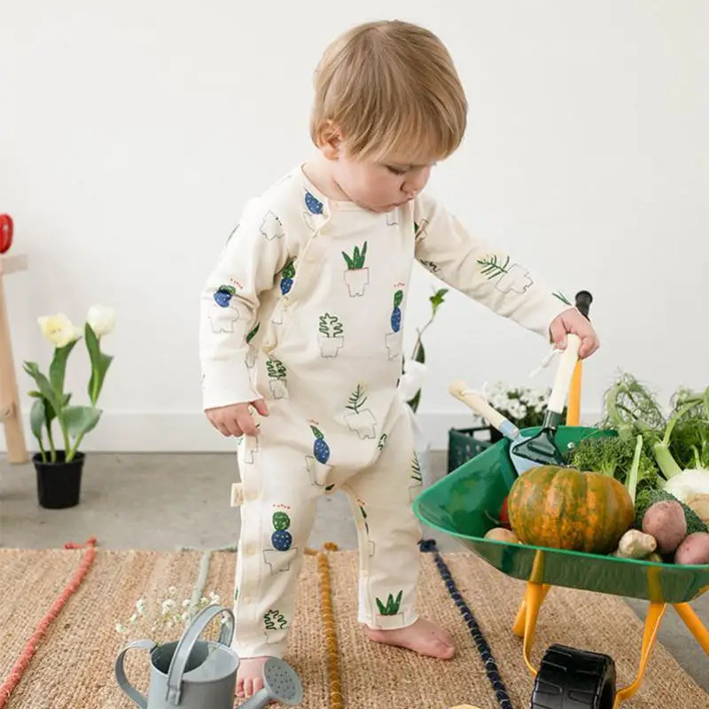 

Newborn Clothing Boys Long Sleeve Cotton Infant Girls Cute Print Pattern Jumpsuit Romper 2021 Spring Autumn New