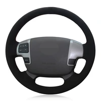 car steering wheel cover diy hand stitched black suede for toyota land cruiser 2008 2015 tundra 2007 2013 sequoia 2008 2013