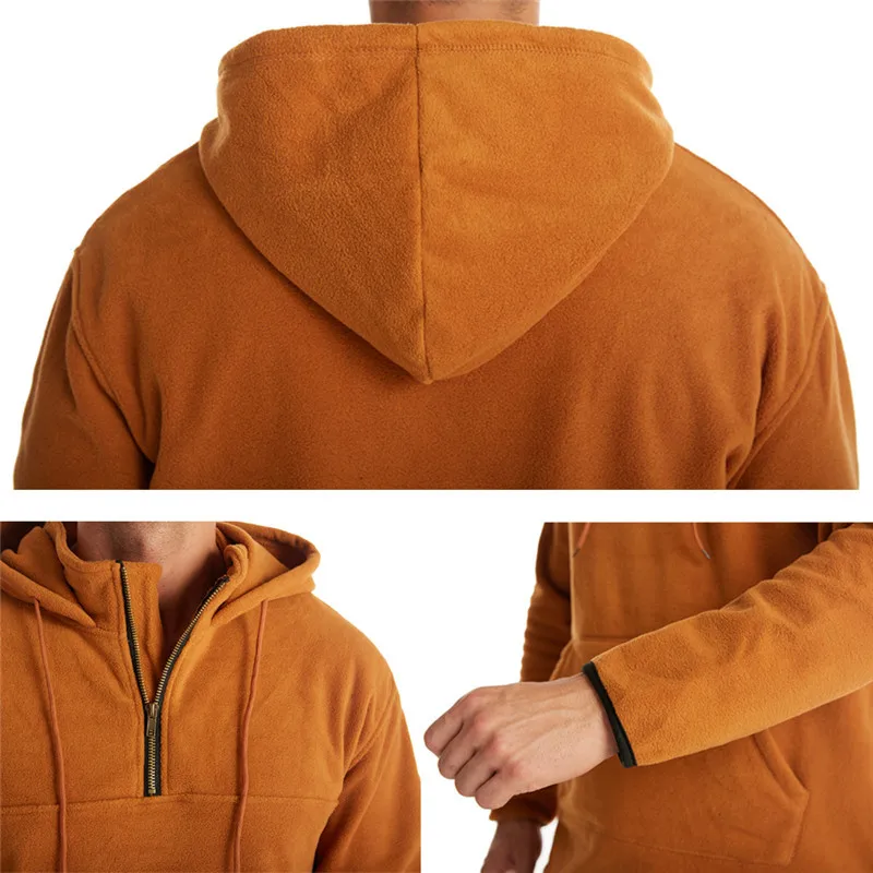 

Warm Fleece Hoodies Brand Tactical Outdoor Hooded Jacket Men's Sportswear Fashion Casual Zipper Sweatshirt Hip Hop Clothing Men
