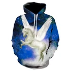 Спортивная толстовка с капюшоном Galaxy galaxy, с животным принтом, 3D ангельская лошадь, Повседневная Толстовка с длинным рукавом, весналето 2020