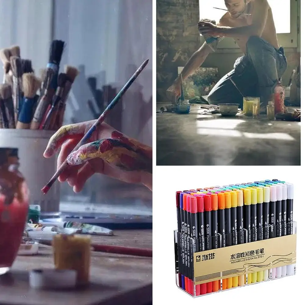 

STA 80 Colors/set Marker Pen Watercolor Sketch Double Head Marker Pens Adults Children Painting For Drawing Paints Art Supplies