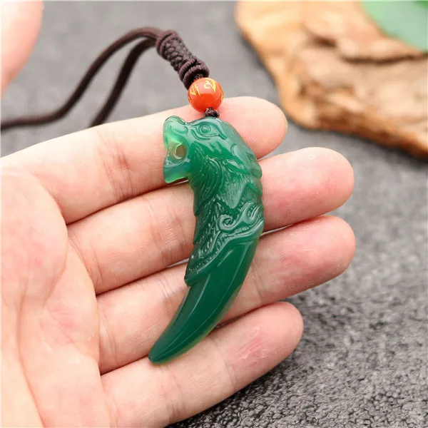 Натуральный агат кулон волчий Зуб Бусы Ожерелье Шарм ювелирные изделия Модные