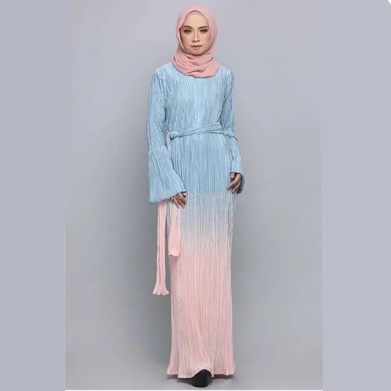Мусульманская юбка карандаш со складками длинное платье пачка с рукавом