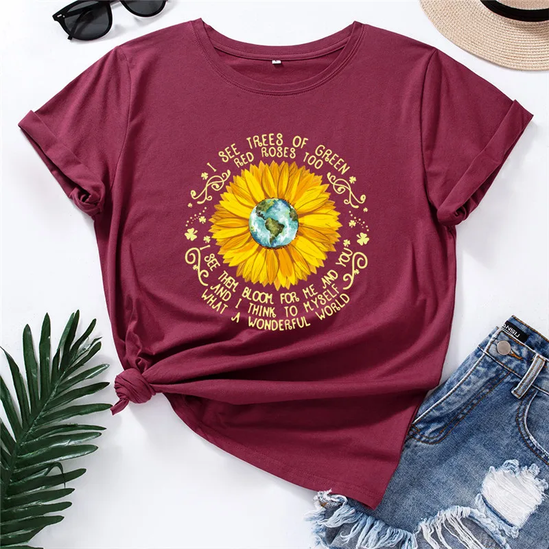 

S-5XL Plus Size TShirt 100%Cotton Women T-Shirts New Daisy Letter Print T Shirt Women Shirts O Neck Short Sleeve Tees Summer Top