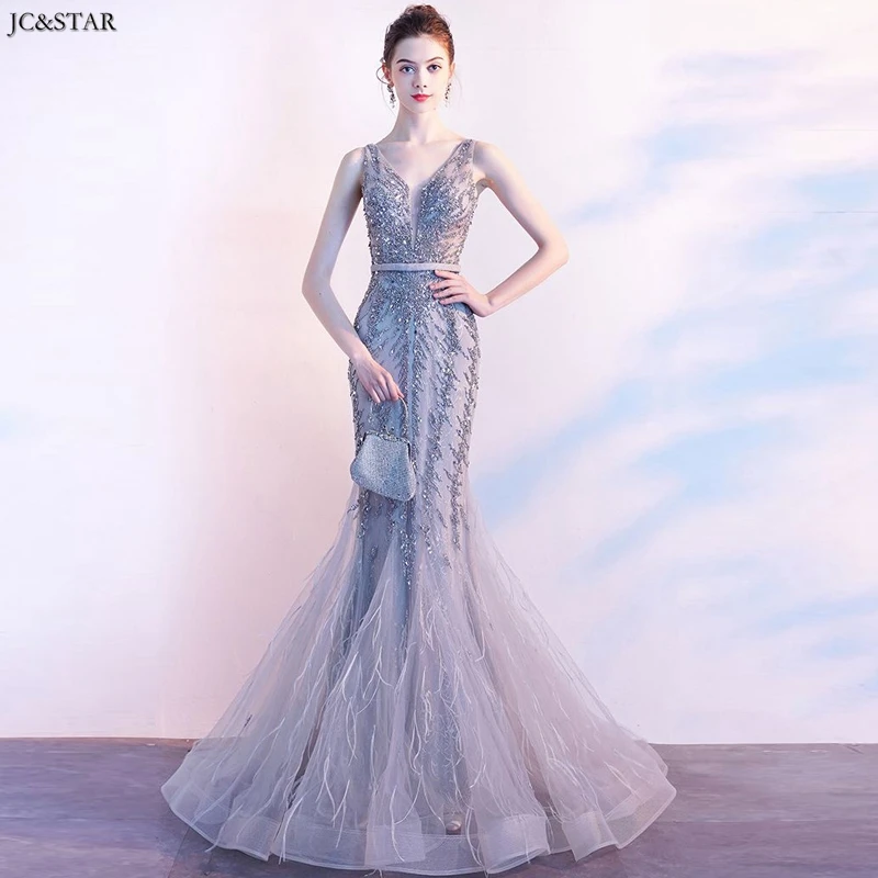 Женское кружевное платье-русалка серебристое длинное платье для подружки