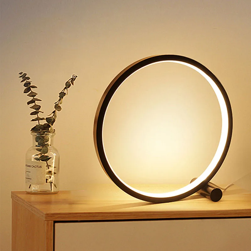 

LED Table Lamp For Bedroom Circular Acrylic Desk Lamp For Living Room Black/White Dimmable Bedside Lamp Round Night Light