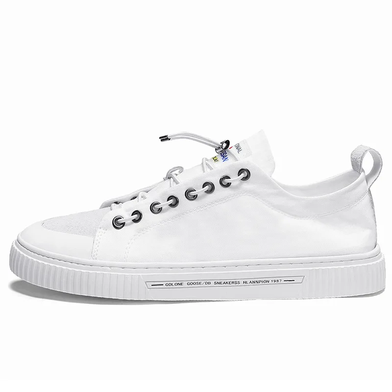 Кроссовки мужские с низким вырезом холщовые дышащие сникерсы резинкой плоская