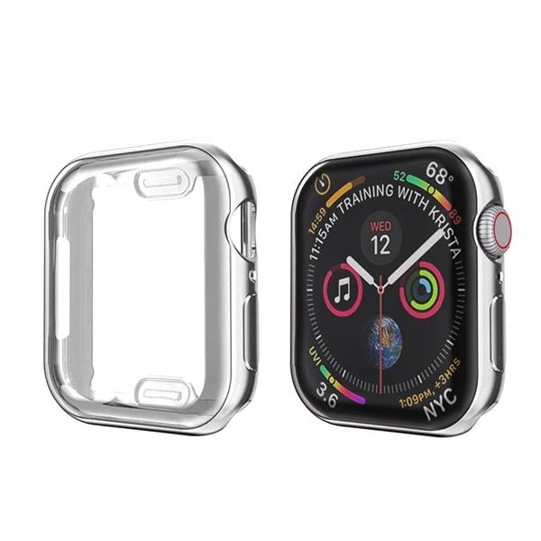 TPU чехол для apple watch 5 4 3 2 1 чехол 44 мм/40 мм iWatch 42 мм/38 мм мягкий защитный бампер для экрана Аксессуары для apple watch - Цвет: silver