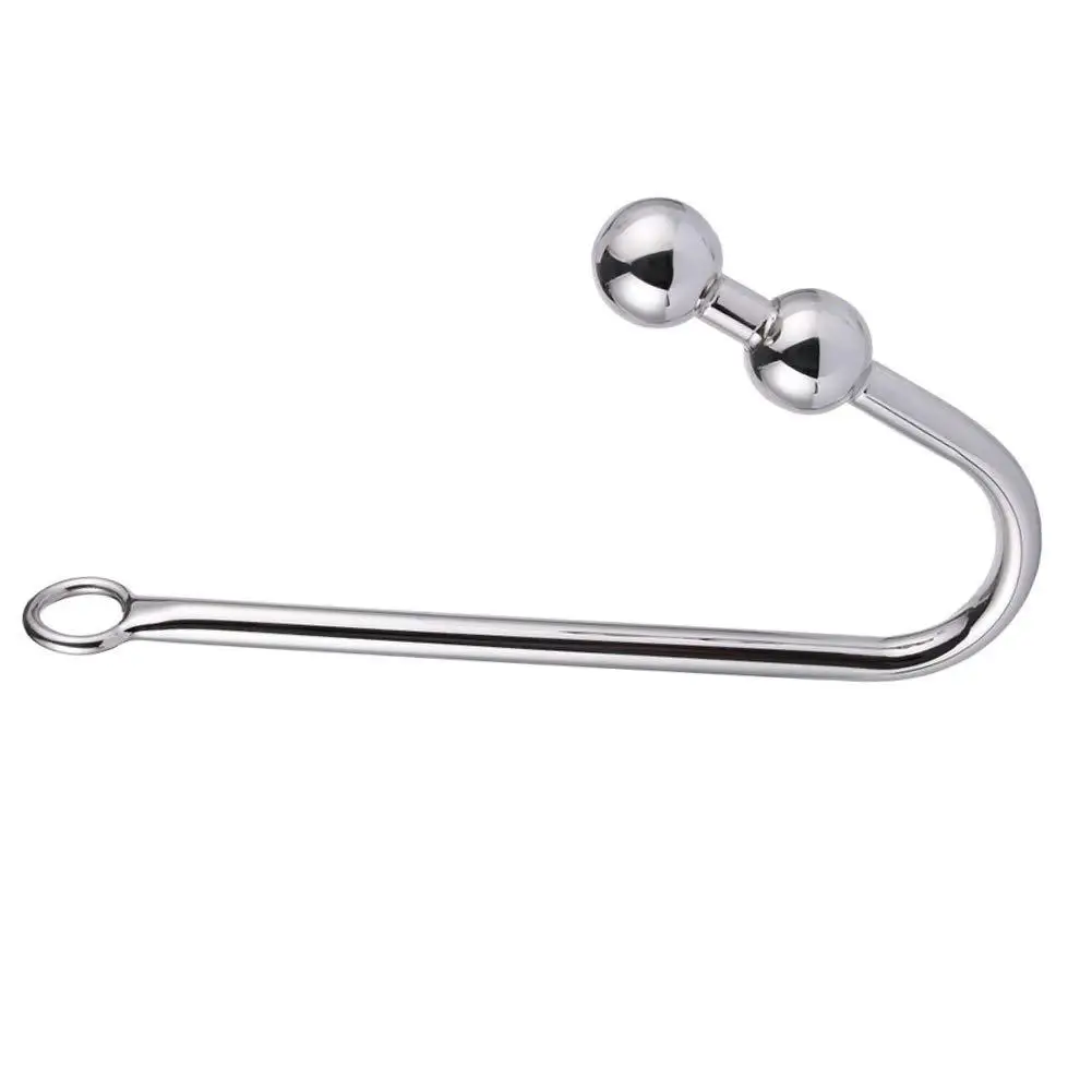 Erotic Adult Product Fetish Sex Slave Games Two Solid Balls Steel Butt Plug Tail Anal Rope Hook Bondage Double Ball Gay Toys |
